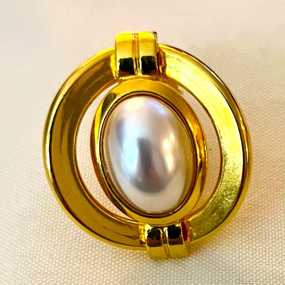Gold Pearl Clip On Earrings - Picture 7 of 16